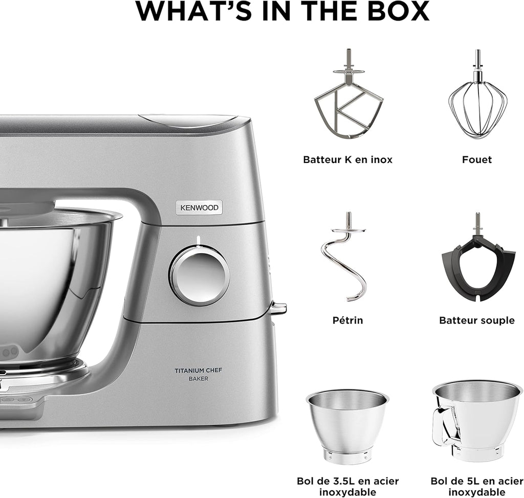 Kenwood Titanium Chef Baker KVC85.004SI Robot à pâtisserie comprenant un ensemble de 3 pâtisseries