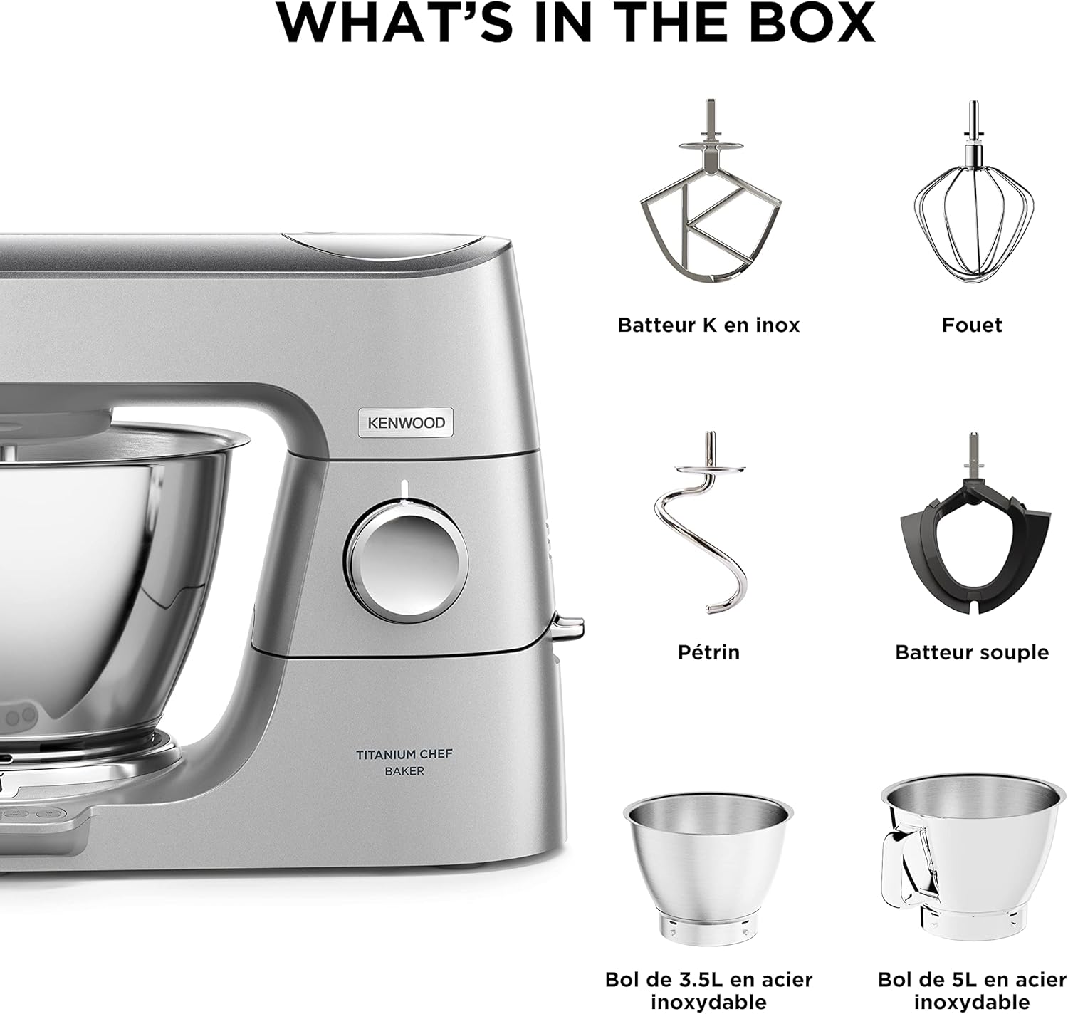 Kenwood Titanium Chef Baker KVC85.004SI Robot à pâtisserie comprenant un ensemble de 3 pâtisseries