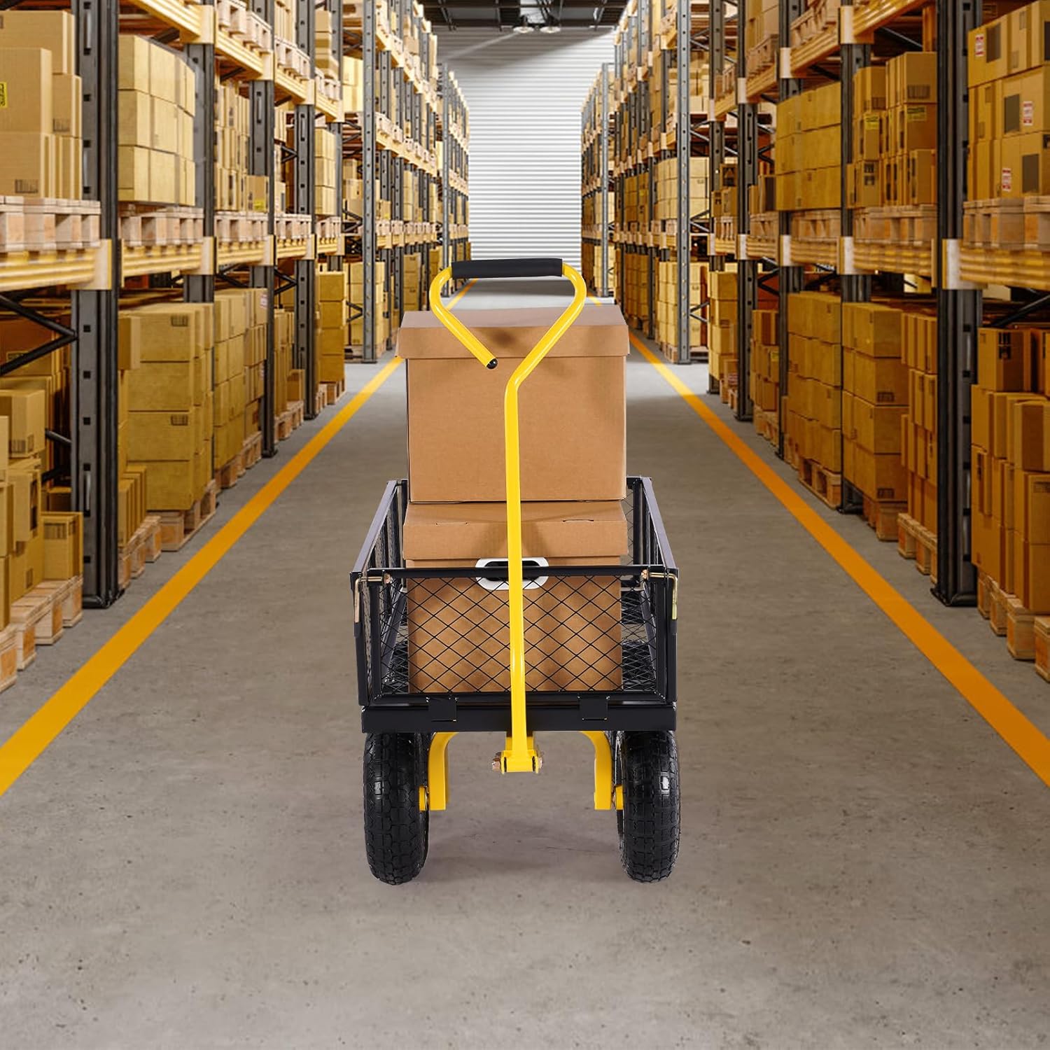 VEVOR chariot de transport de jardin véhicule utilitaire de remorque en métal extérieur robuste