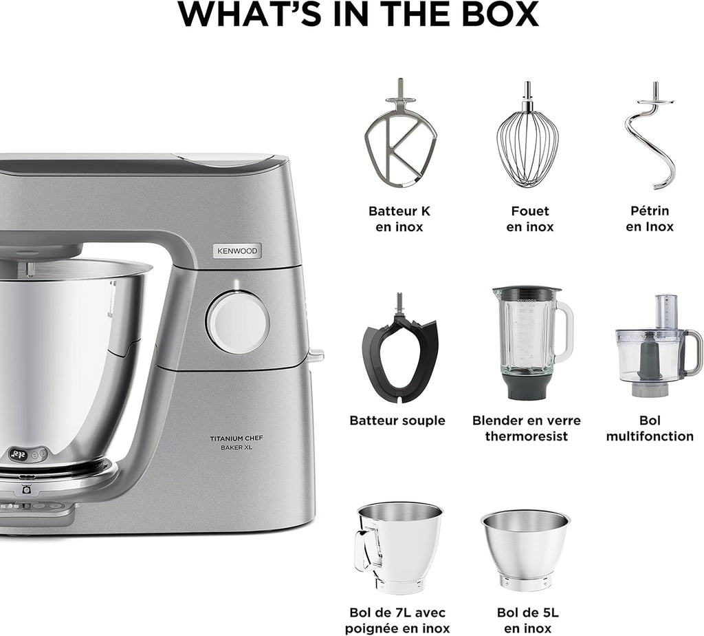 Kenwood Titanium Chef Baker KVC85.004SI Robot à pâtisserie comprenant un ensemble de 3 pâtisseries