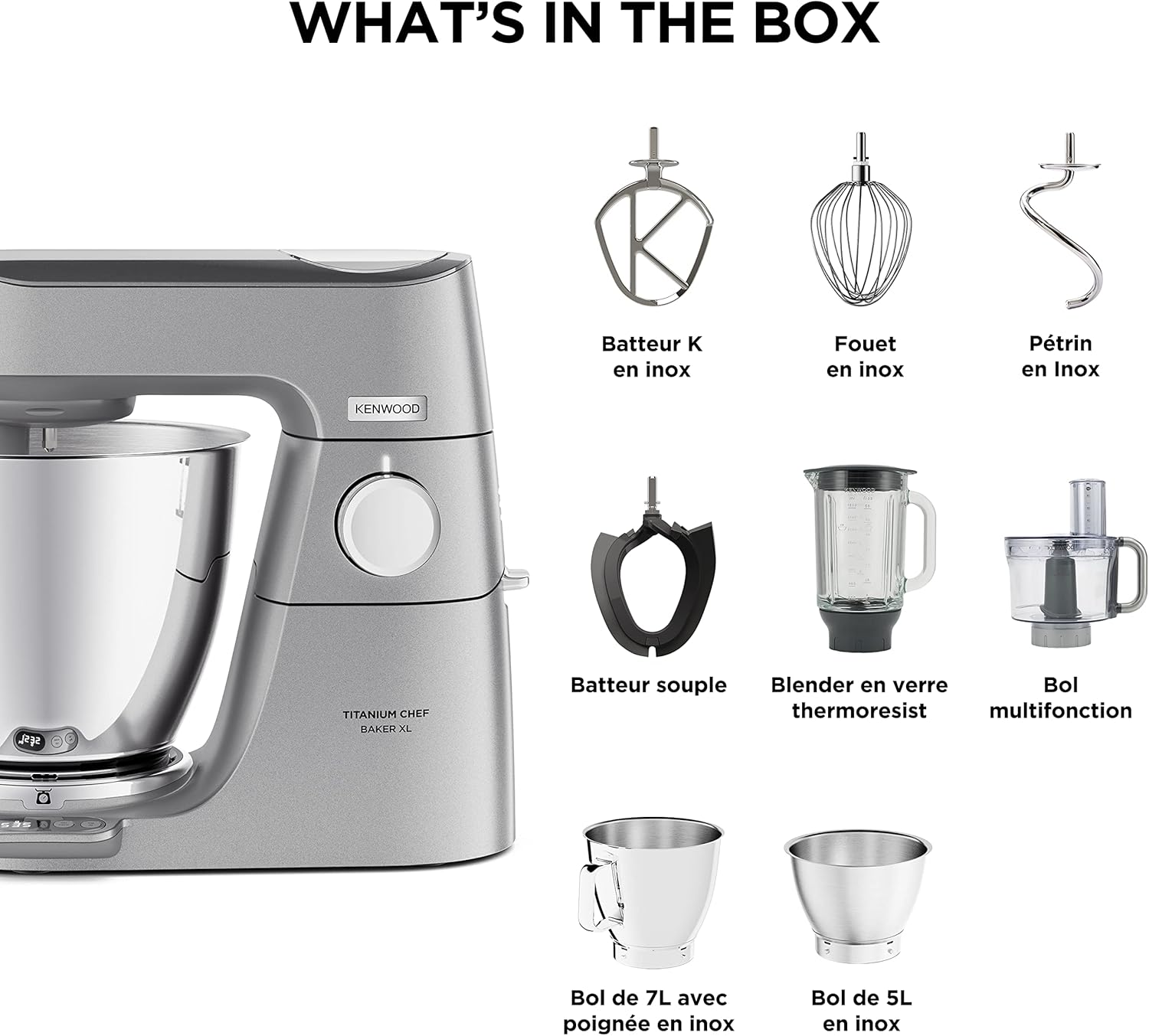 Kenwood Titanium Chef Baker KVC85.004SI Robot à pâtisserie comprenant un ensemble de 3 pâtisseries