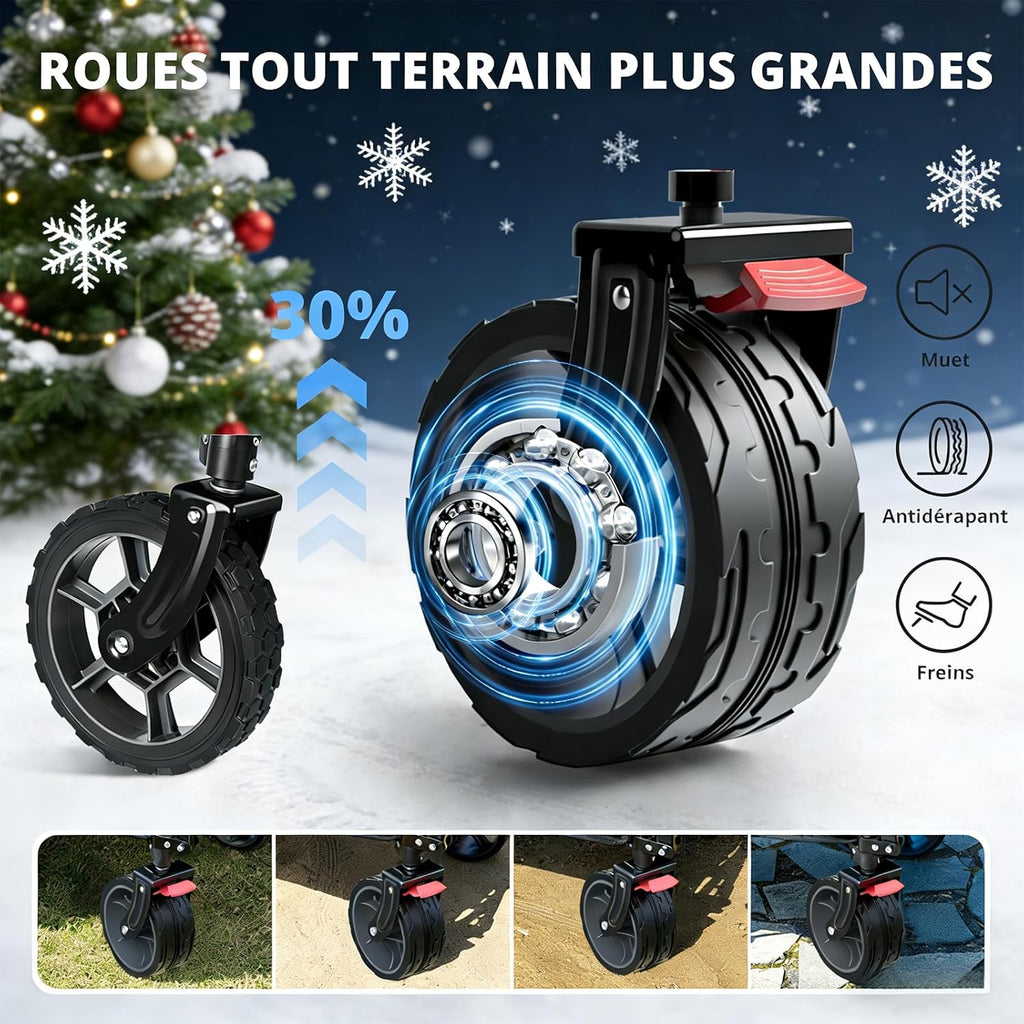 SLIDBEAT Chariot de Plage 220L 200kg, Chariot de Transport Pliable avec Roues Pivotantes à 360°