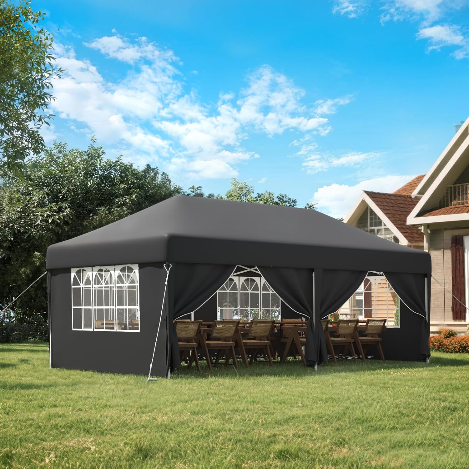 JUMMICO Waterdichte opvouwbare tuinpaviljoen, tuinpaviljoen voor buiten, in hoogte verstelbaar, Barnum UV50+, paviljoen voor kamperen, festivals, strand, tuinen 