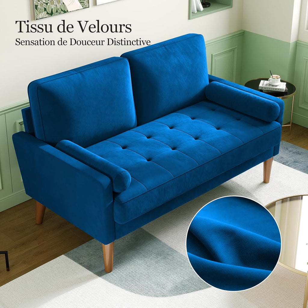 Vesgantti petit canapé gris, canapé en velours avec coussins à ressorts, accoudoirs