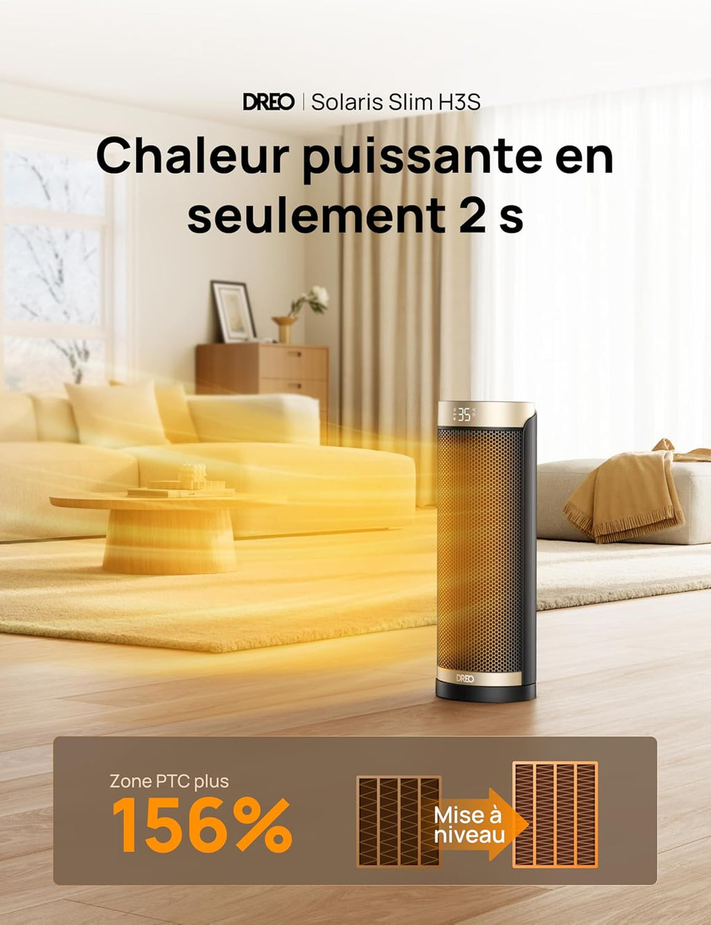 Système de chauffage Dreo, télécommande en céramique, protection contre l'inclinaison et la surchauffe