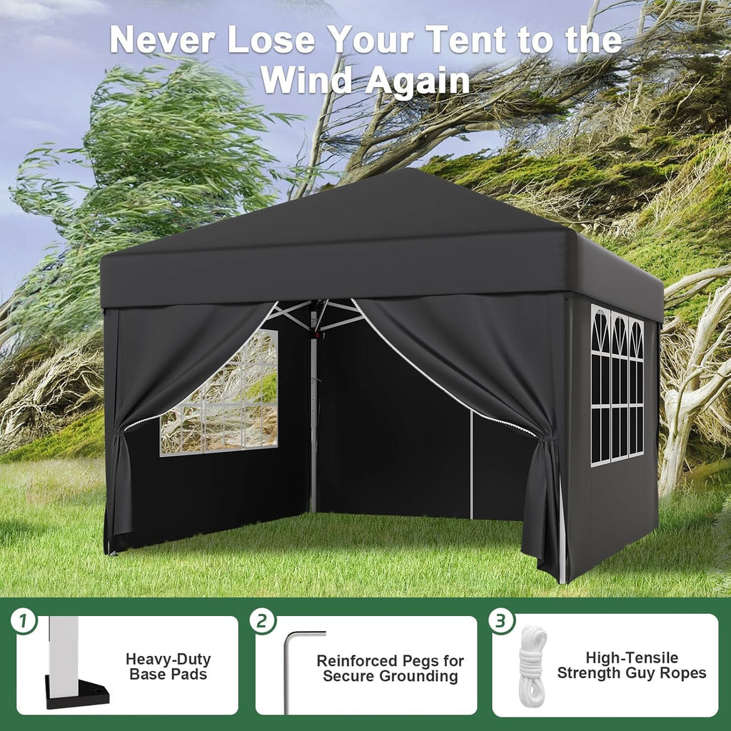 JUMMICO Waterdichte opvouwbare tuinpaviljoen, tuinpaviljoen voor buiten, in hoogte verstelbaar, Barnum UV50+, paviljoen voor kamperen, festivals, strand, tuinen 