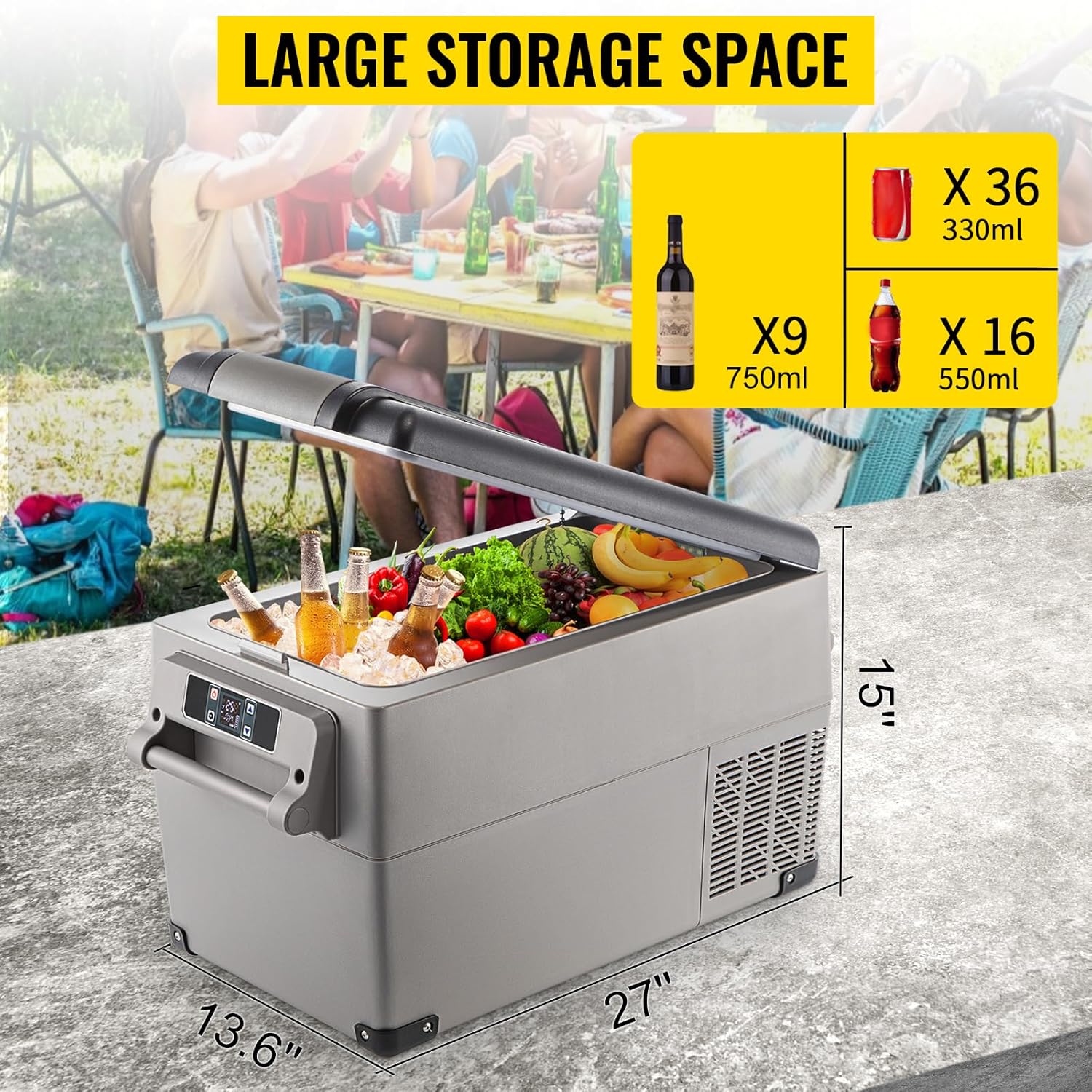 Réfrigérateur thermique portable 35L réfrigérateur de voiture réfrigérateur de voyage électrique portable pour voiture mini réfrigérateur pour voiture mini réfrigérateur pour boissons avec écran LCD