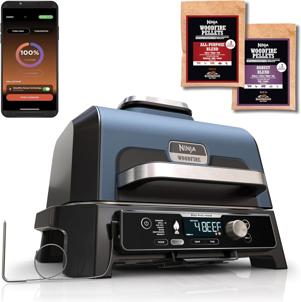 Gril électrique Ninja Woodfire, gril, fumoir et friteuse à air, gril extérieur 7-en-1