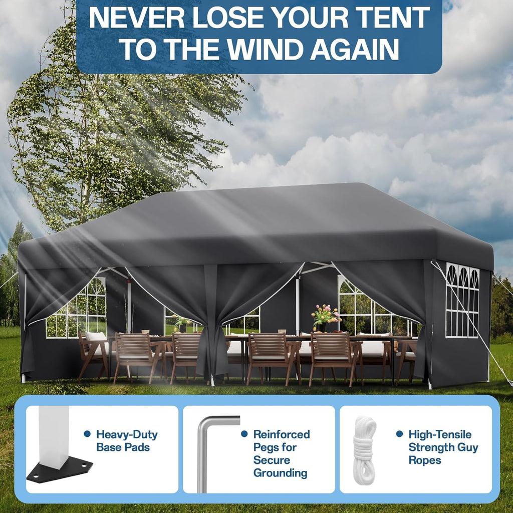 JUMMICO Waterdichte opvouwbare tuinpaviljoen, tuinpaviljoen voor buiten, in hoogte verstelbaar, Barnum UV50+, paviljoen voor kamperen, festivals, strand, tuinen 