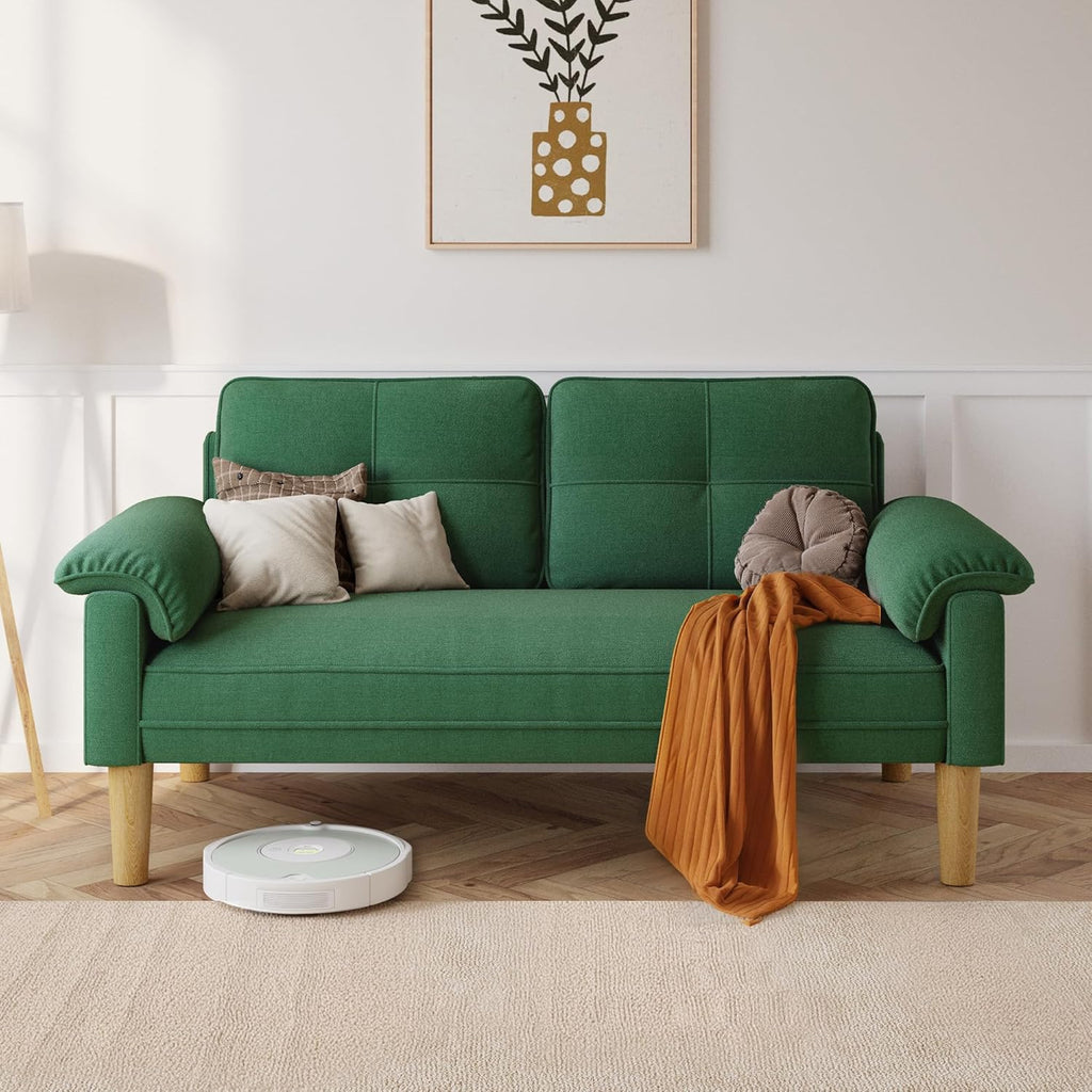 Xbro 2-zitsbank - Kleine 2-zitsbank met armleuningen en zijvak, moderne bank voor woonkamer, appartement, kantoor, eenvoudig te monteren, 144 x 77 x 77 cm, donkergrijs 