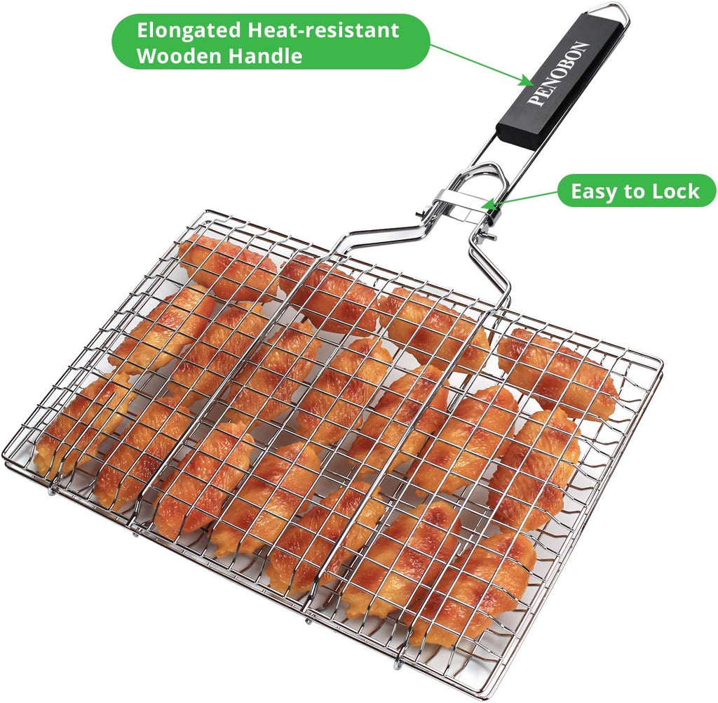 Panier à griller pliable en acier inoxydable pour la cuisson du poisson, des légumes ou des crevettes