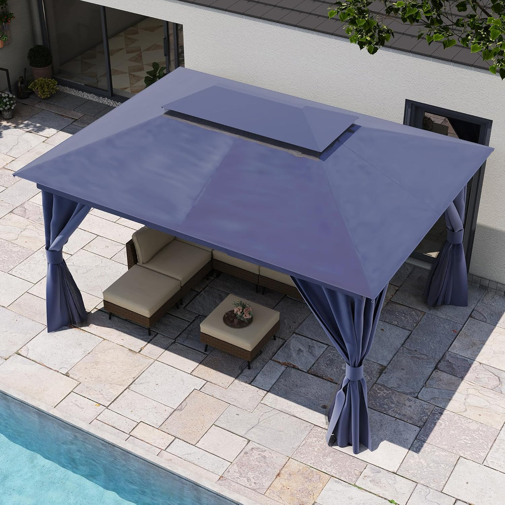 Tente pavillon d'extérieur améliorée à double toit, auvent imperméable UV50+ avec filet et crochets