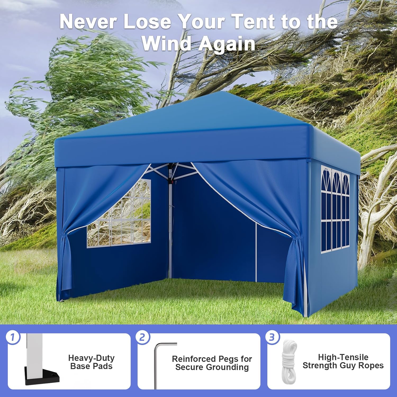 JUMMICO Waterdichte opvouwbare tuinpaviljoen, tuinpaviljoen voor buiten, in hoogte verstelbaar, Barnum UV50+, paviljoen voor kamperen, festivals, strand, tuinen 