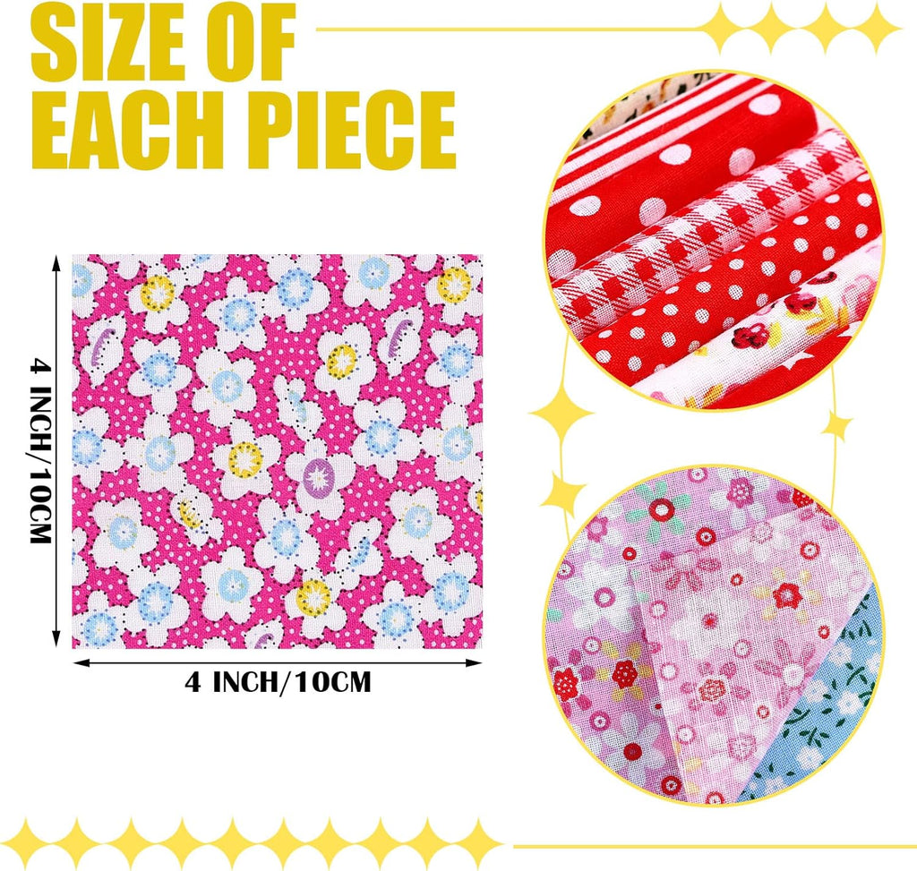 Tatuo 150 pièces 4 × 4 pouces carrés de tissu en coton Bundle tissu de courtepointe tissus de patchwork floral matériel imprimé tissu de patchwork de couture pour bricolage artisanat couture accessoires faits à la main
