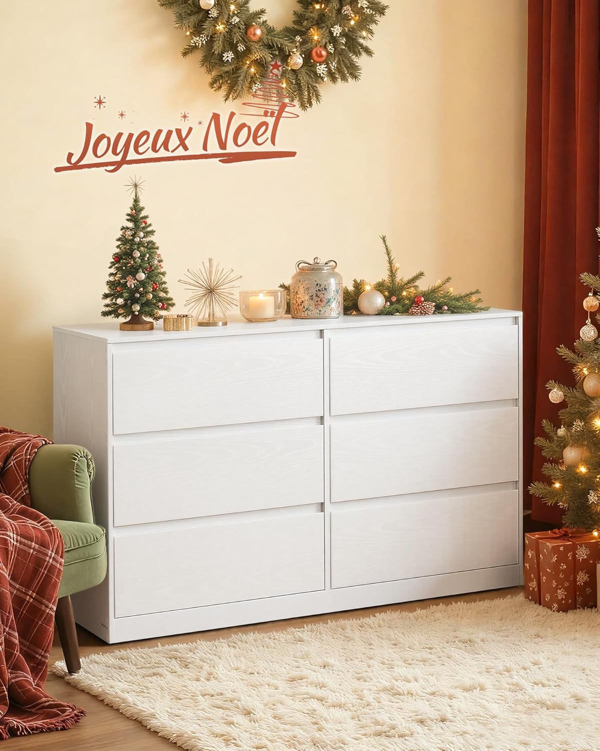 VASAGLE Kailyn Collection - Commode de Chambre à Coucher Armoire de Rangement 6 Tiroirs