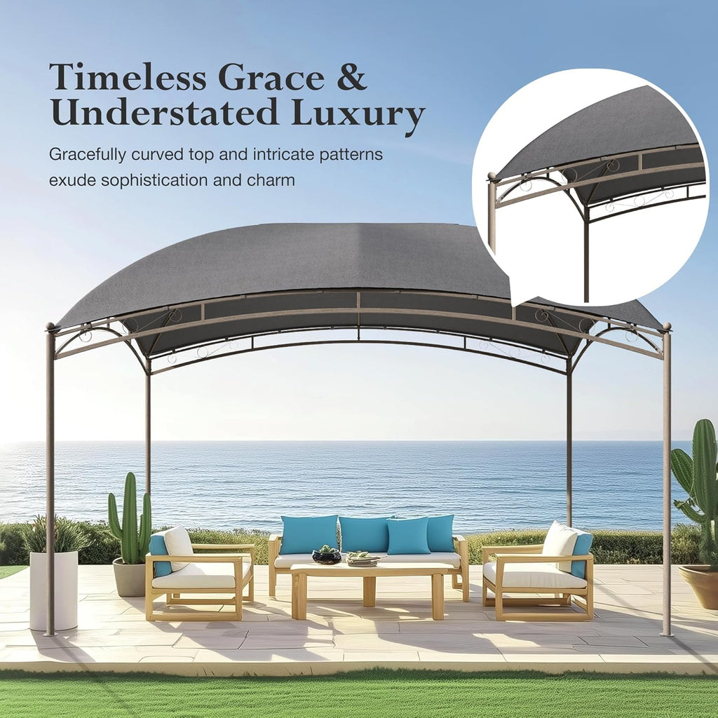 Gazebo 10 x 13, gazebo extérieur abrité, tente à auvent en métal robuste avec double toit et moustiquaire