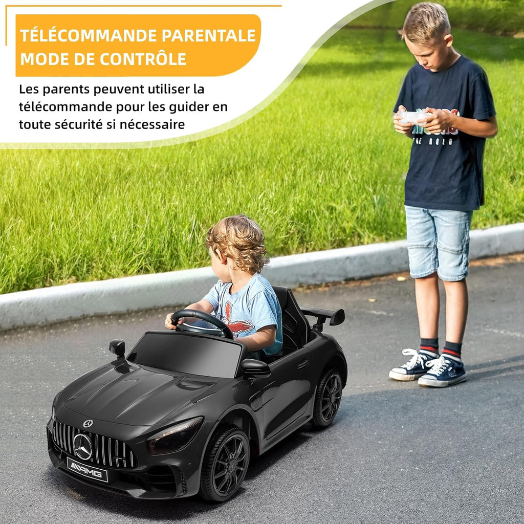 LALAHO Voitures électriques pour Enfants Mercedes Benz AMG avec Télécommande 2.4G, Véhicule électrique Enfant 2 Portes avec MP3 (Blanc)