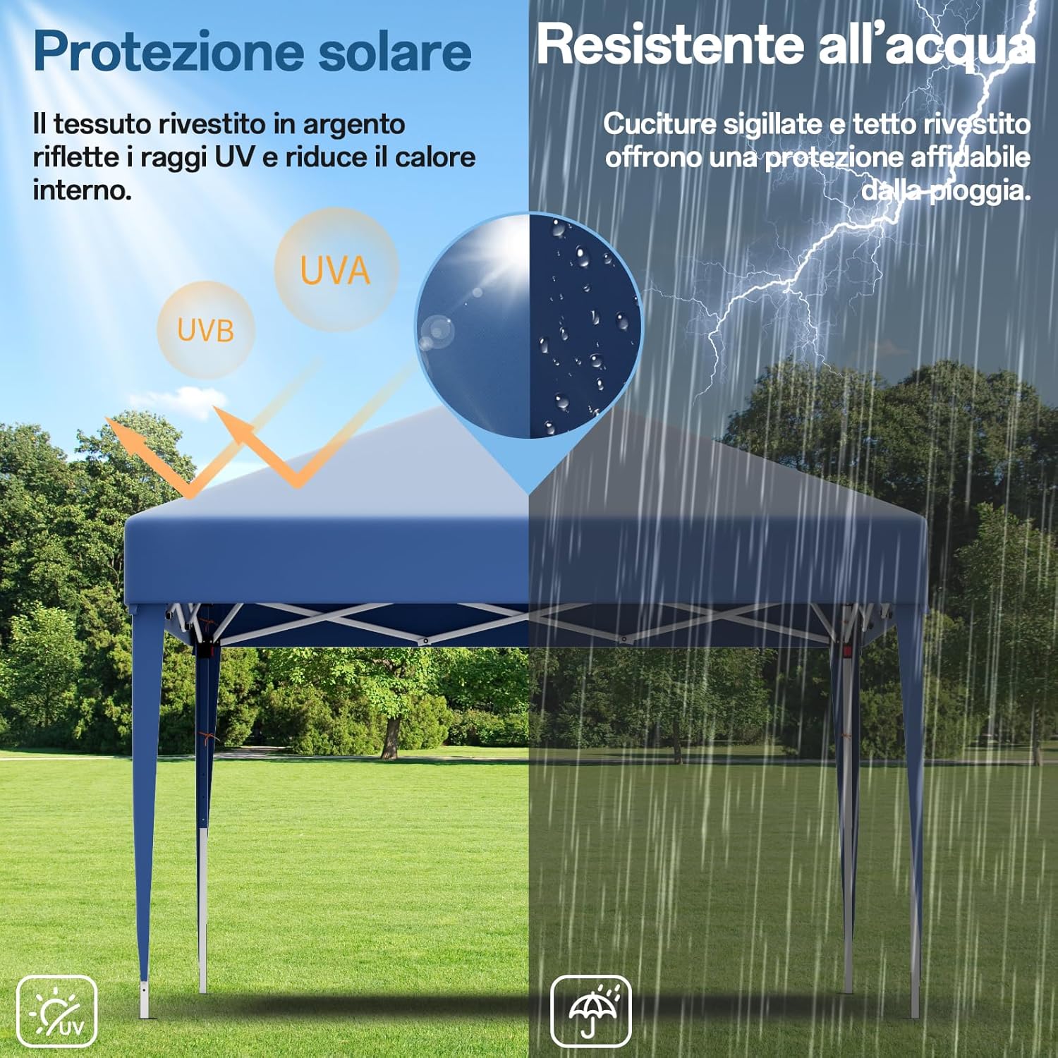 JUMMICO Waterdichte opvouwbare tuinpaviljoen, tuinpaviljoen voor buiten, in hoogte verstelbaar, Barnum UV50+, paviljoen voor kamperen, festivals, strand, tuinen 