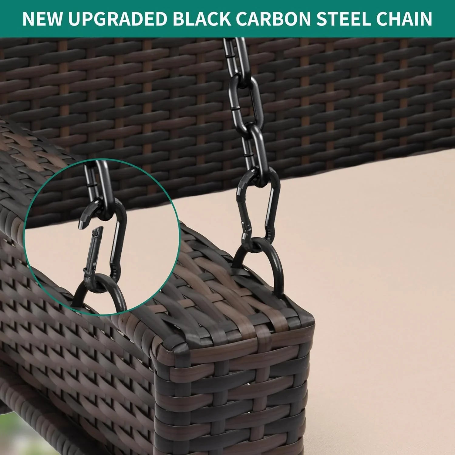 YITAHOME Balancelle suspendue pour porche, 3 places, banc d'extérieur en osier