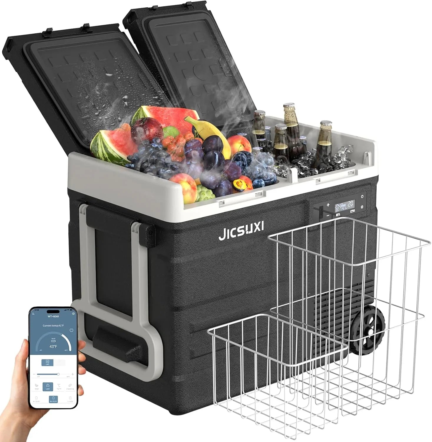 Réfrigérateur de voiture 12 V, glacière électrique portable à compresseur de 17 litres