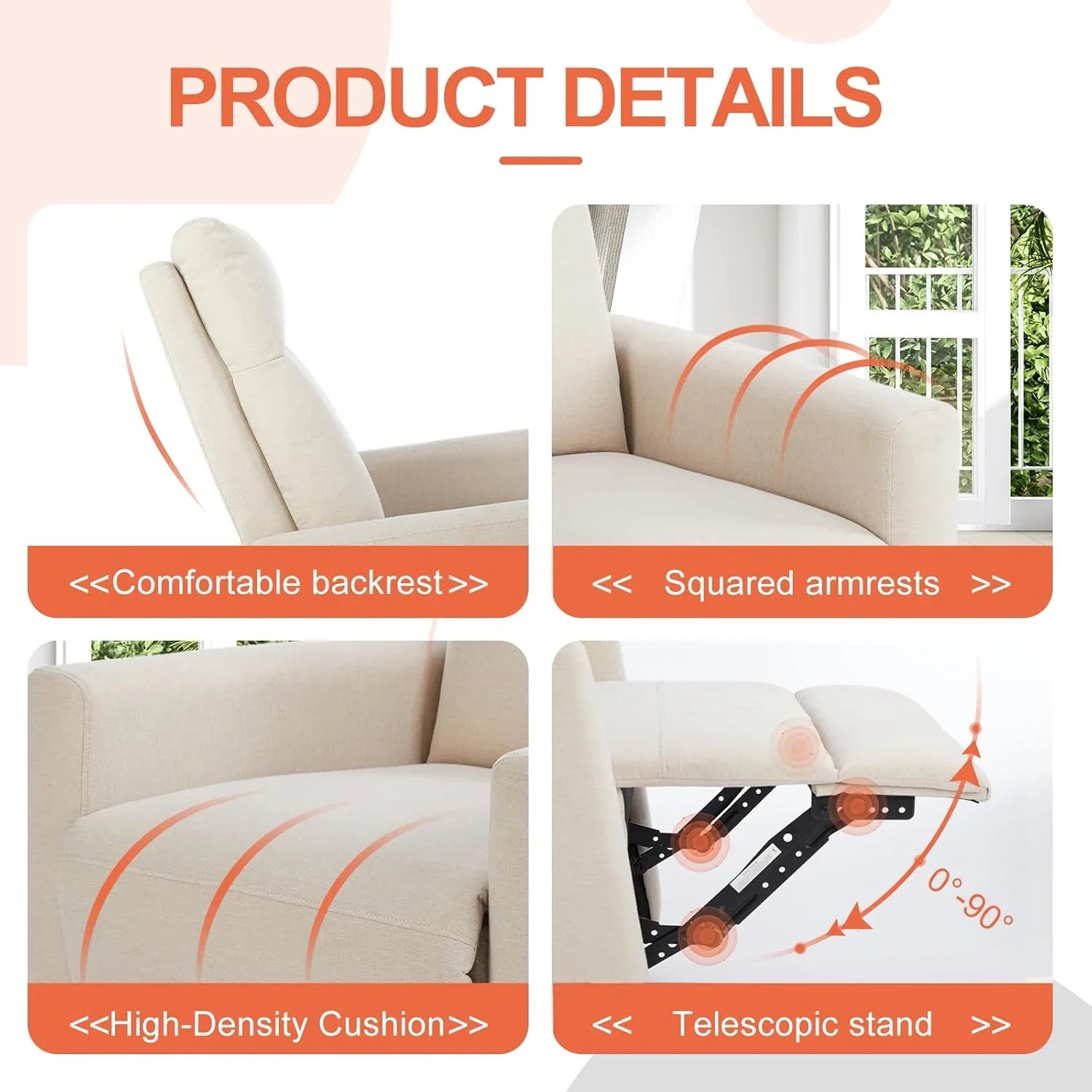 Fauteuil inclinable de massage pour adulte Sweetcrispy, siège de cinéma maison réglable avec support lombaire