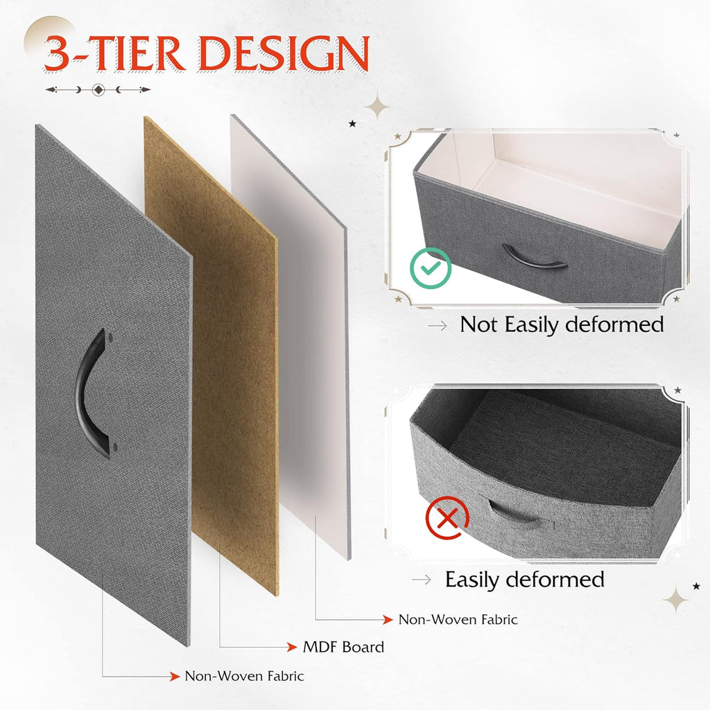 Meuble de rangement WLIVE avec 13 bacs en tissu, tiroirs de rangement avec cadre en acier, grande tour de rangement pour salon, couloir, bureau, noir anthracite