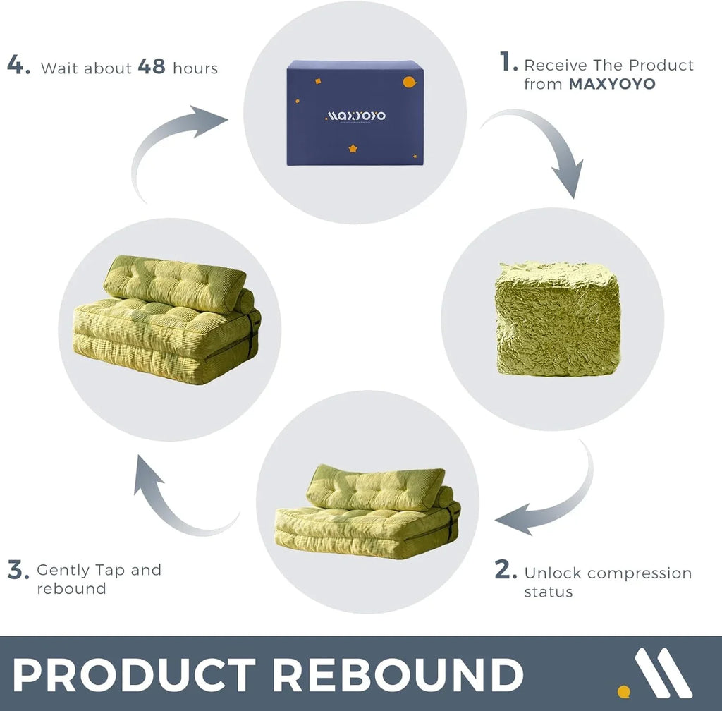 Canapé-lit pliant MAXYOYO, fauteuil convertible avec oreiller, matelas pliable avec support dorsal, fauteuil-lit pliant portable