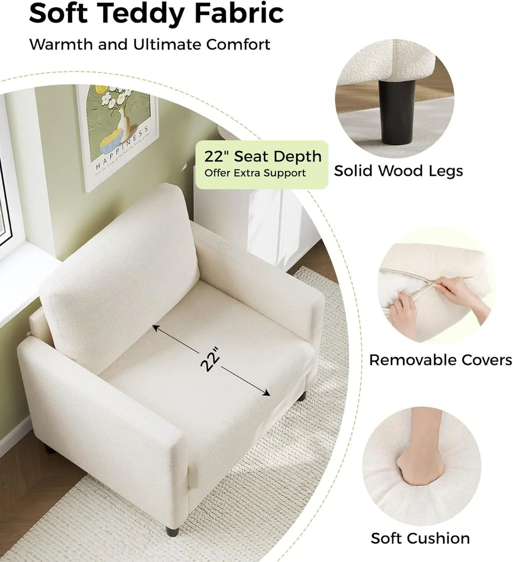 Causeuse de 51 pouces, causeuse confortable en velours côtelé