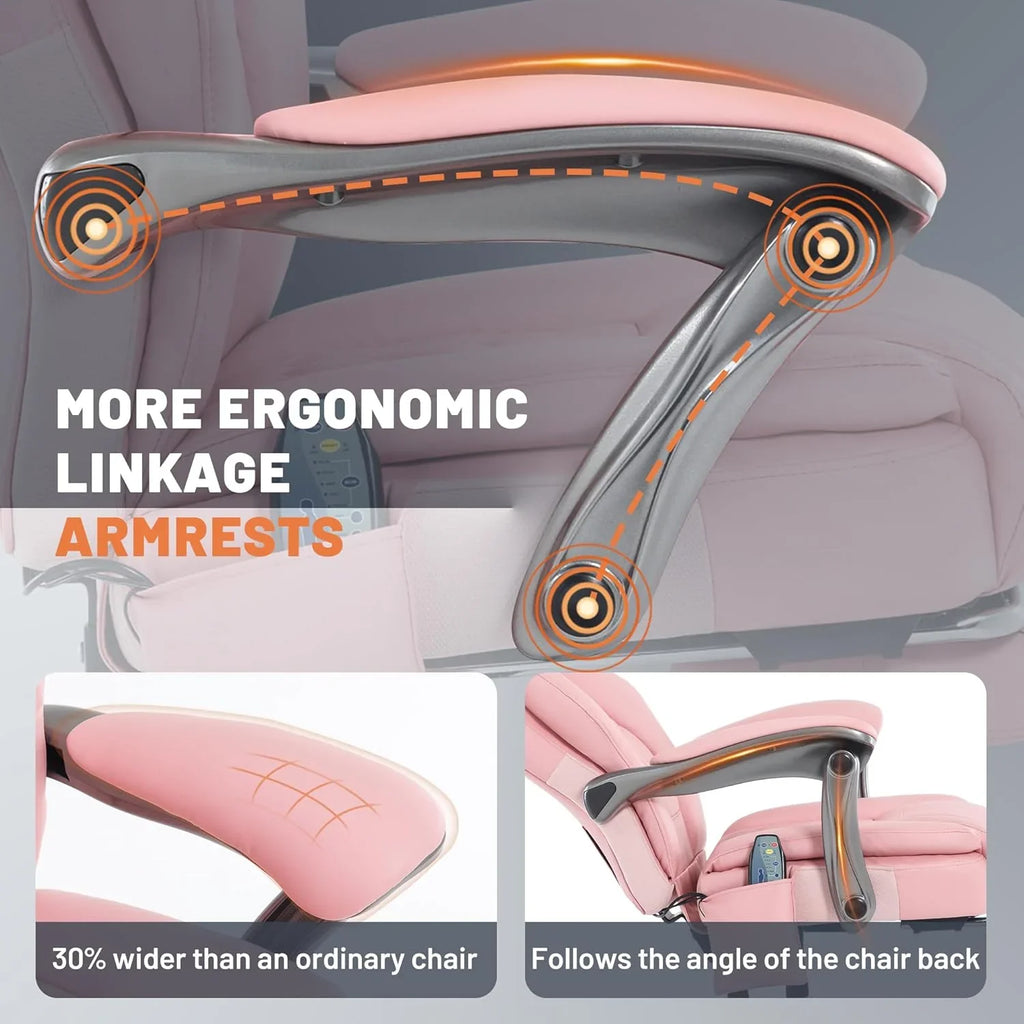 Fauteuil de bureau massant avec chauffage et repose-pieds Fauteuil de bureau ergonomique inclinable pour cadres