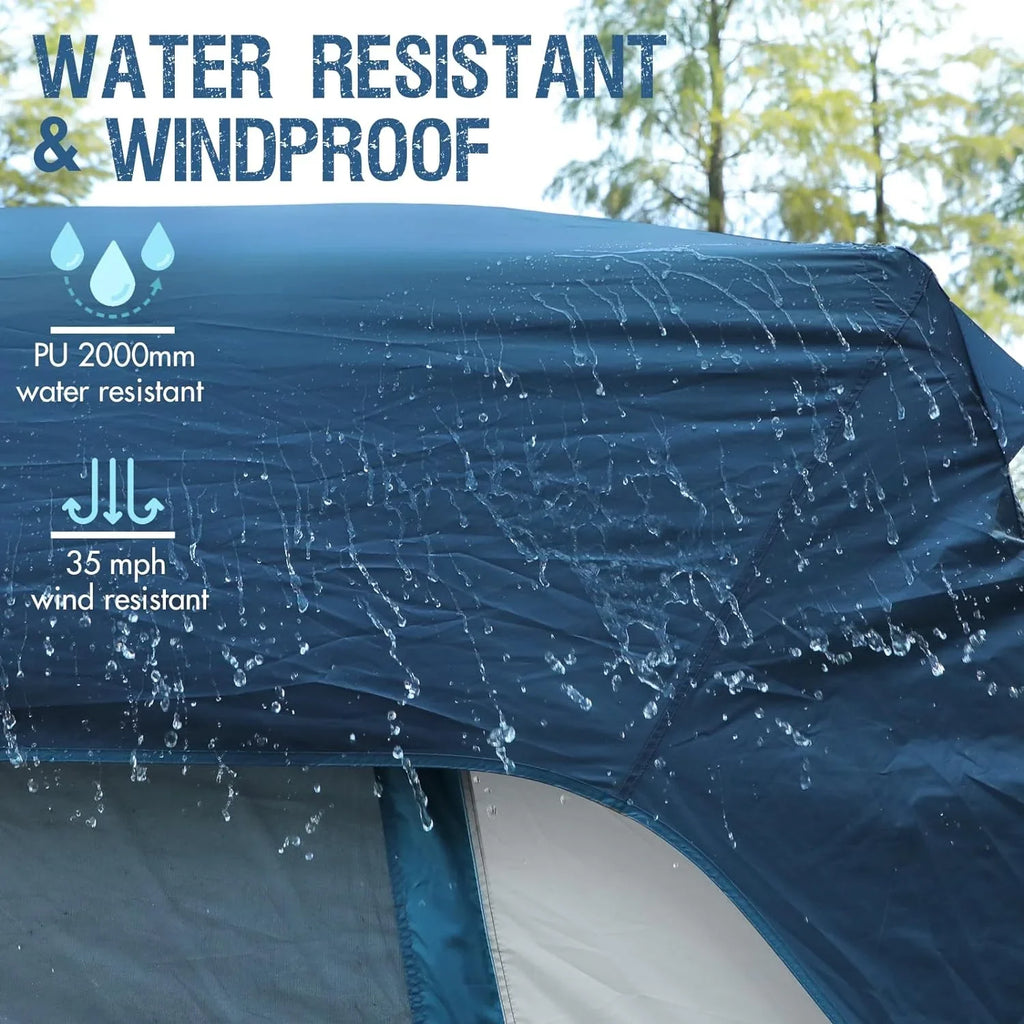 Tente de camping 2 en 1 Portal avec porche, imperméable et coupe-vent