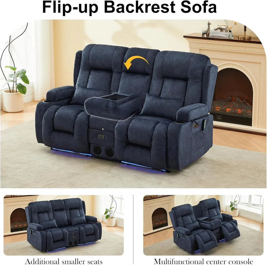 Canapé inclinable électrique TUNYI avec fonctions massage et chauffage, siège home cinéma avec console, canapé inclinable électrique pour camping-car