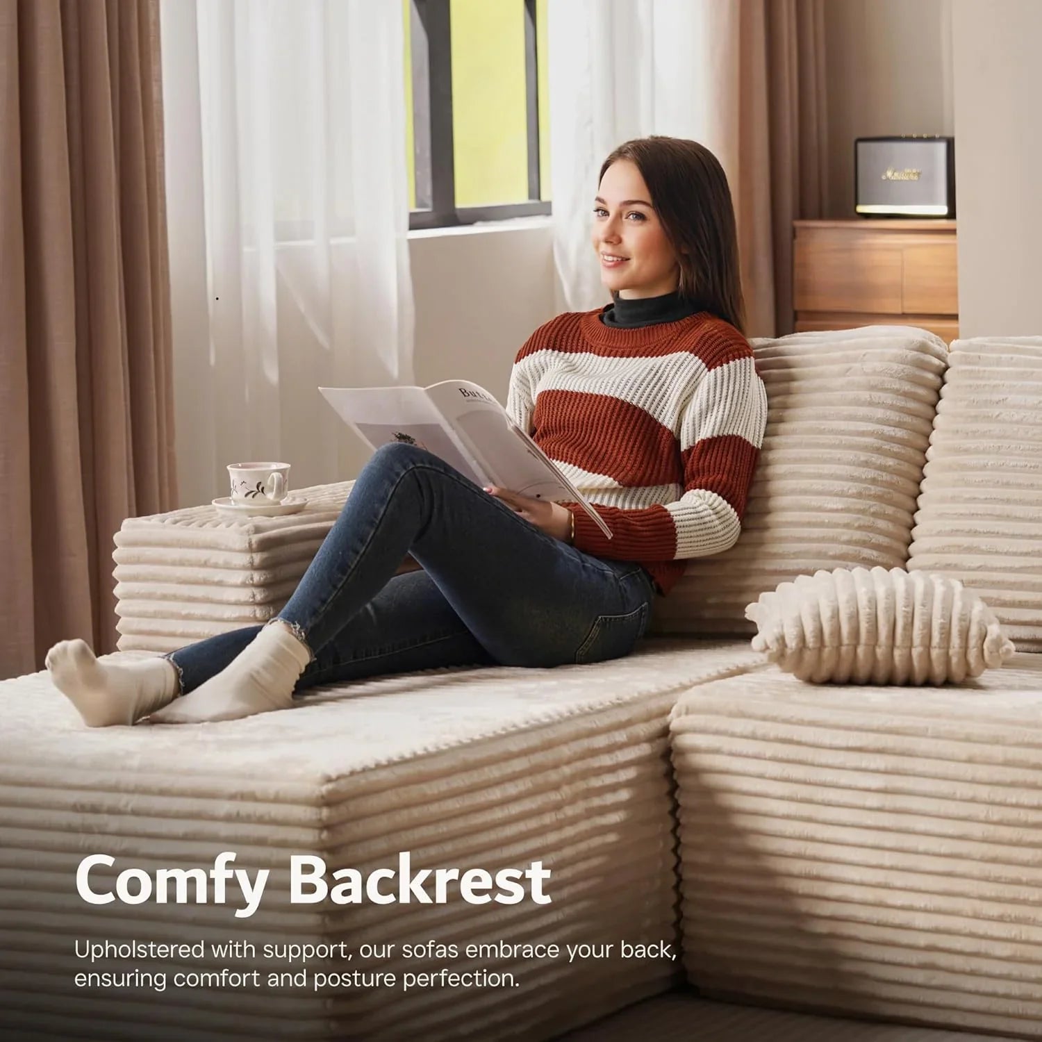 Canapé Ovios 104" Cloud Section Fauteuil en L, canapé modulaire moderne