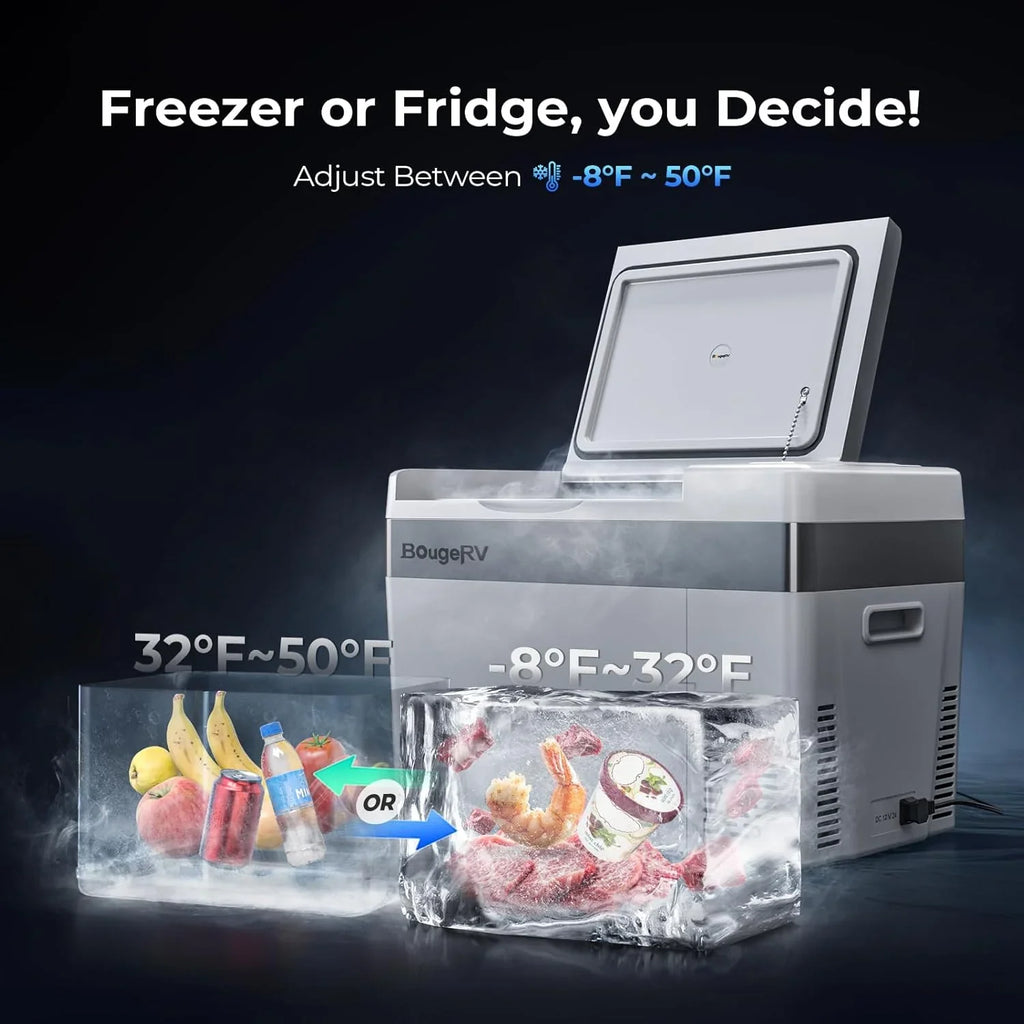 Réfrigérateur BougeRV 12 V pour voiture, congélateur portable de 23 litres, compresseur, 12/24 V CC, 110-240 V CA