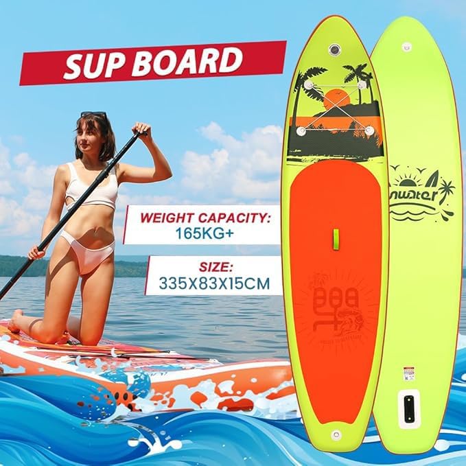 FunWater Stand Up Paddle Board Planche de paddle gonflable ultralégère avec accessoires SUP