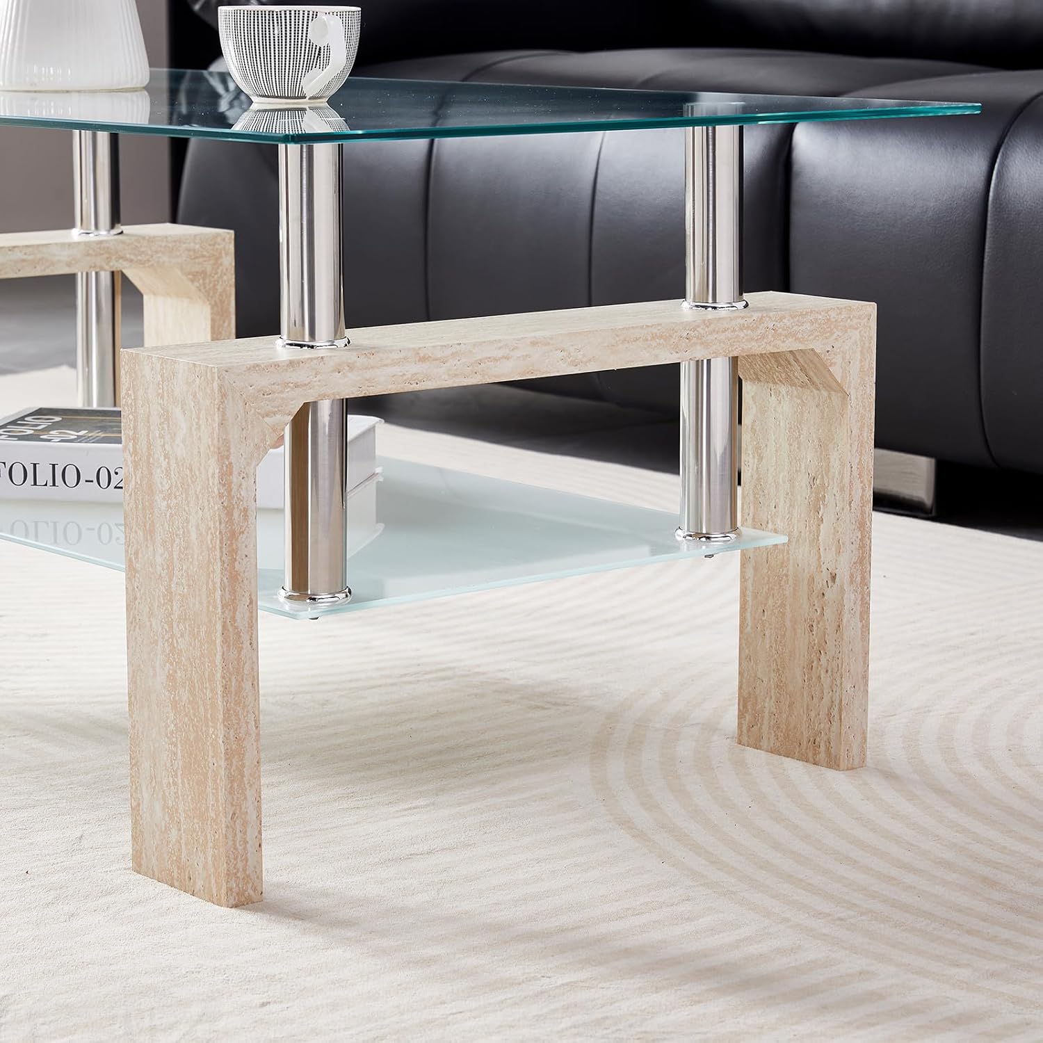 Table basse rectangulaire de salon, table basse d'appoint moderne