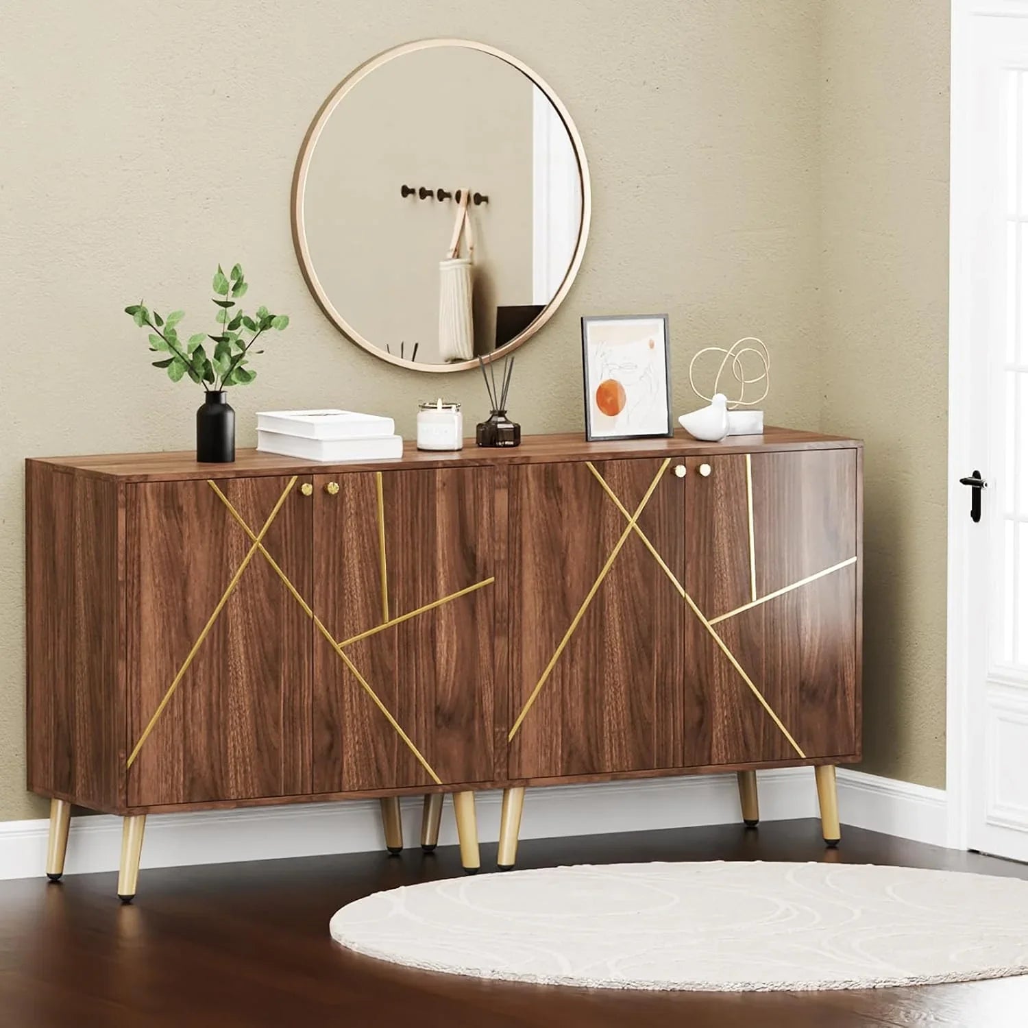 Meuble indépendant en bois noir pour salon, chambre, salle à manger et couloir