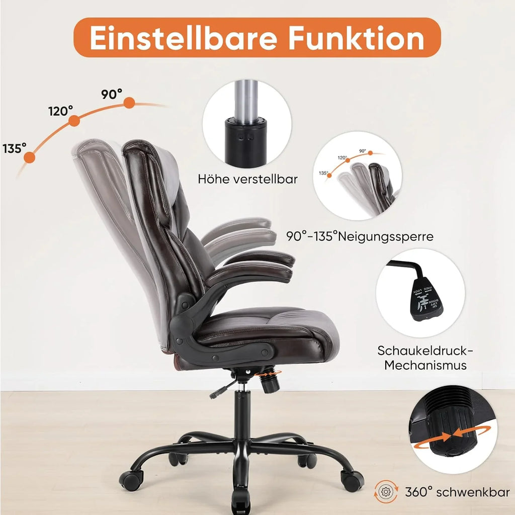 Chaise de bureau ergonomique, chaise de bureau robuste, chaise pivotante réglable à roulettes