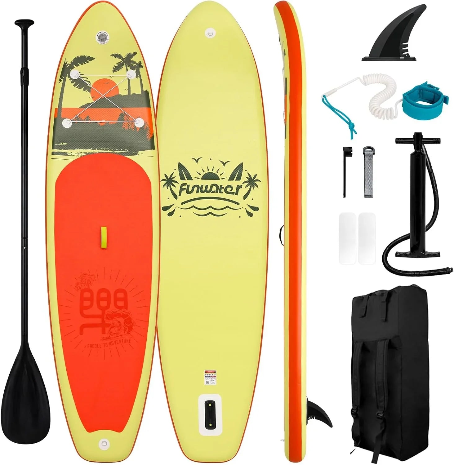 Planche de stand up paddle gonflable FunWater avec accessoires de pagaie SUP haut de gamme, pont EVA antidérapant, pagaie 11'/10'6'