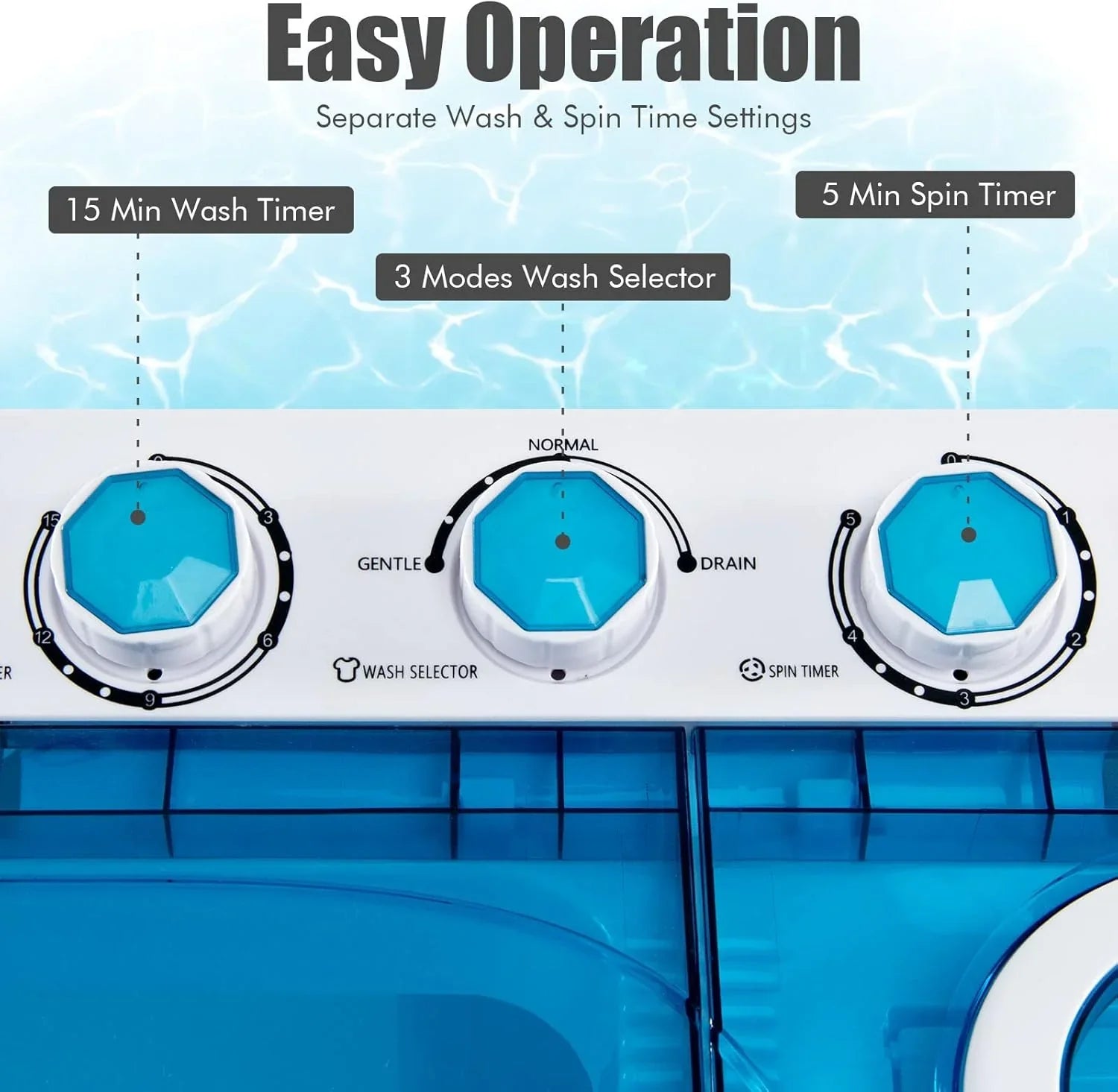 Machine à laver à double cuve Costway, capacité de 26 lb, 18 lb, petite machine à laver portable de 8 lb