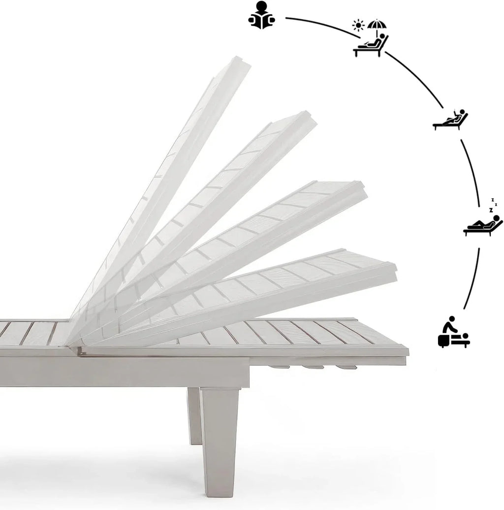 Chaises de patio - Ensemble de 2 chaises longues noires pour l'extérieur, chaise longue de jardin légère