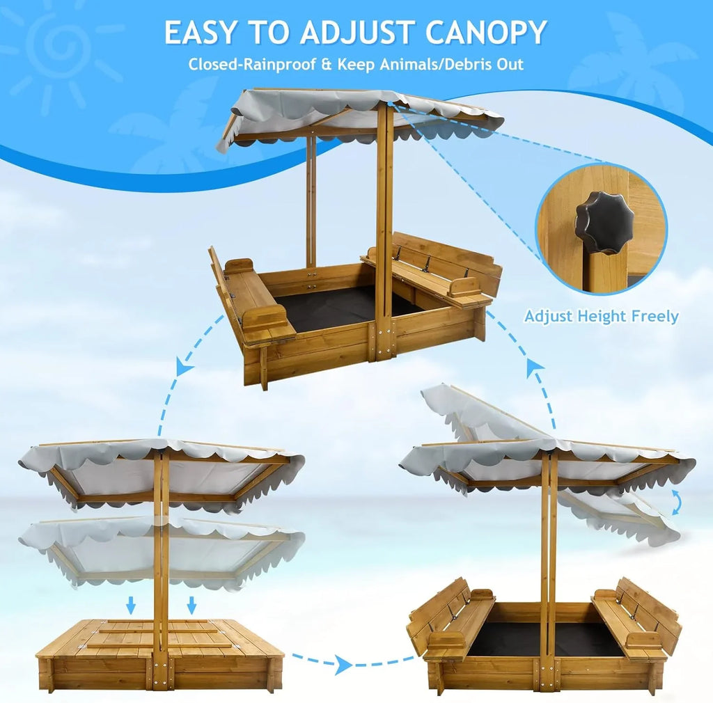 Bac à sable pour enfants avec couvercle, bac à sable extérieur en bois avec couvercle, protection UV