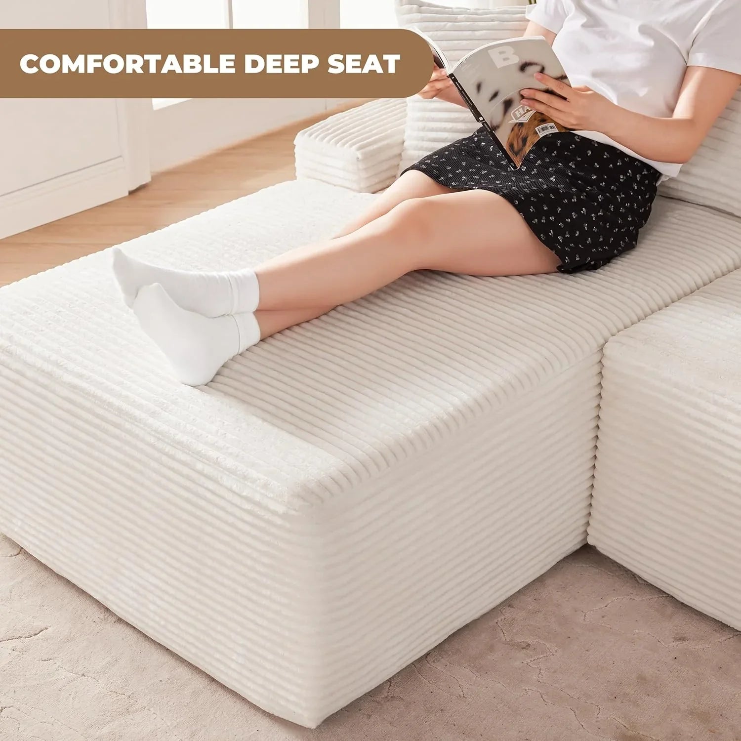 Canapé nuage de 110 pouces, canapé désossé dans le salon, canapé modulable avec sièges profonds