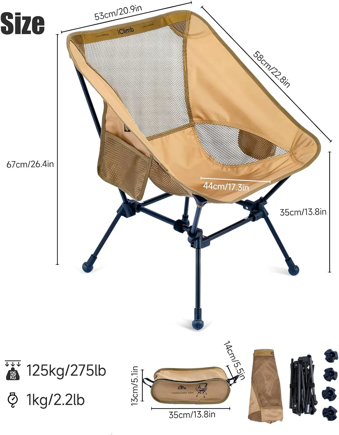 Chaise de plage pliante de camping compacte et ultralégère