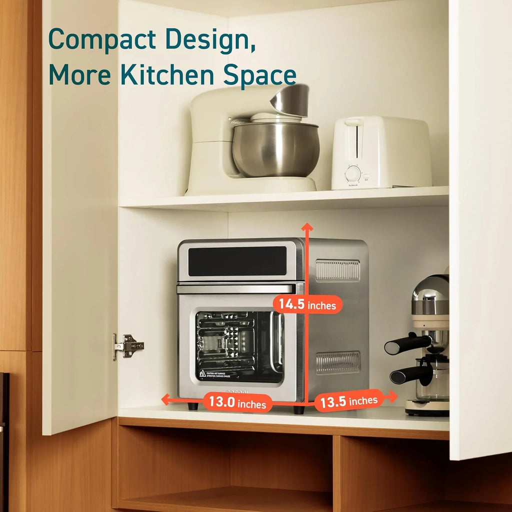 De COSORI 11-in-1 airfryer met een inhoud van 13 liter combineert grillen, roosteren, bakken en opwarmen. Inclusief recepten en 6 accessoires. 