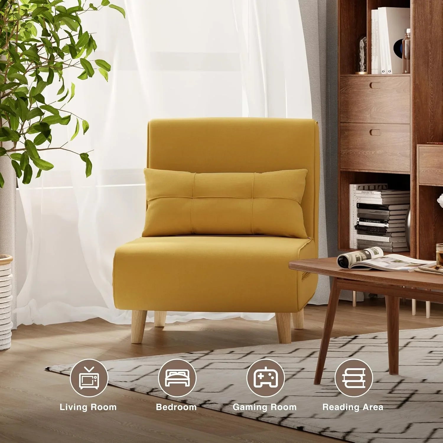 Fauteuil-lit 3 en 1, canapé-lit futon convertible avec dossier réglable