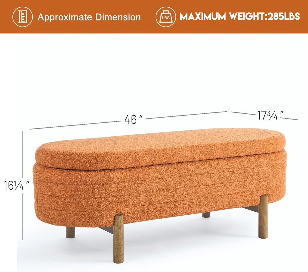 Tabouret de rangement moderne Furniliving, tabouret de bout de lit en bois massif Sherpa, tabouret rembourré tabouret d'intérieur