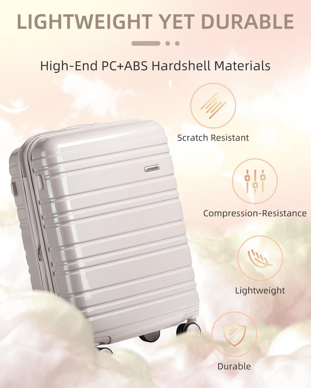 Ensemble de bagages 6 pièces, ensemble de valises rigides extensibles avec roulettes pivotantes, ensemble de bagages à roulettes légers