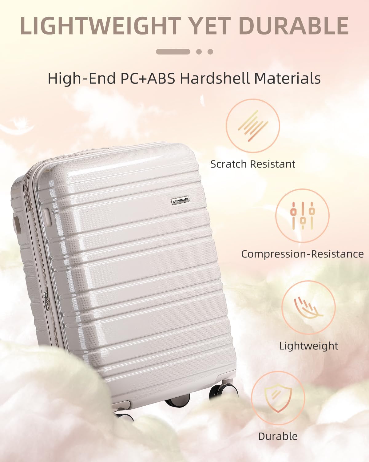 Ensemble de bagages 6 pièces, ensemble de valises rigides extensibles avec roulettes pivotantes, ensemble de bagages à roulettes légers