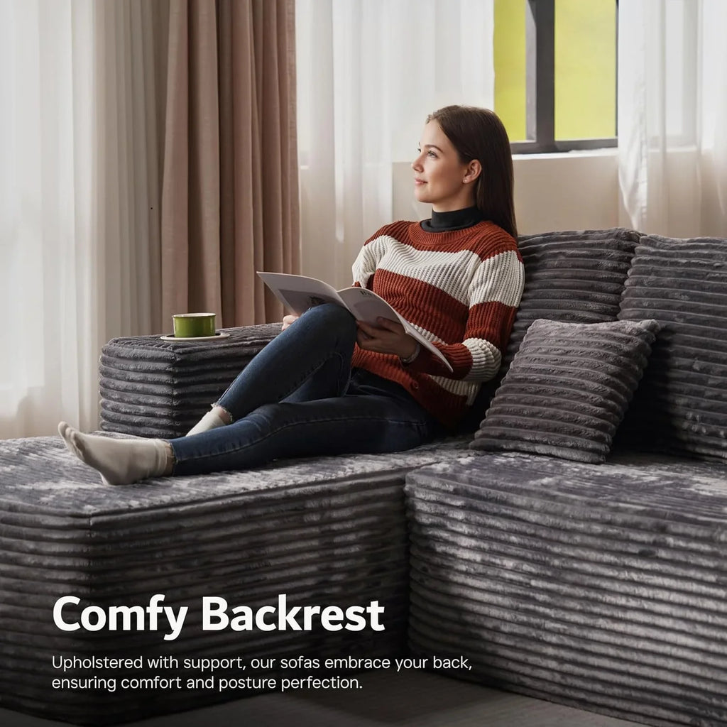 Canapé Ovios 104" Cloud Section Fauteuil en L, canapé modulaire moderne