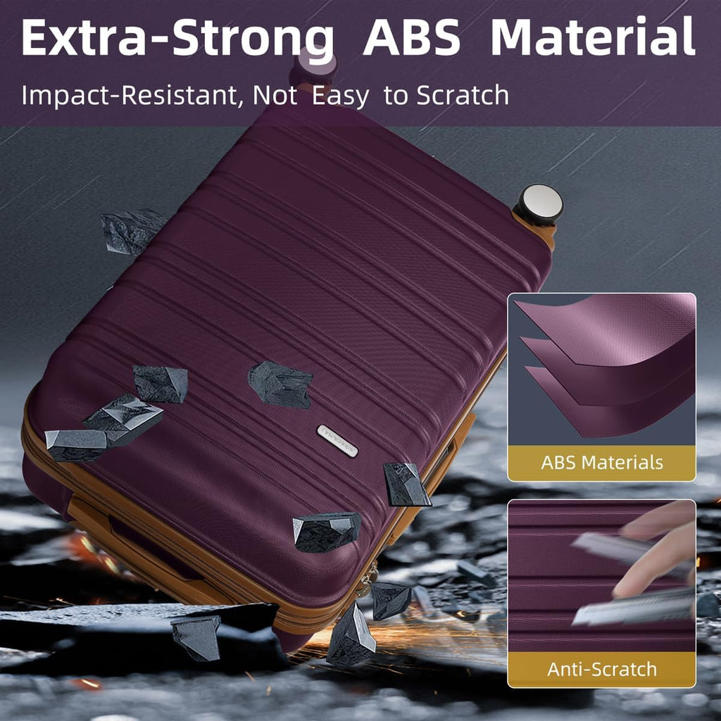 Ensemble de bagages 6 pièces, ensemble de valises rigides extensibles avec roulettes pivotantes, ensemble de bagages à roulettes légers